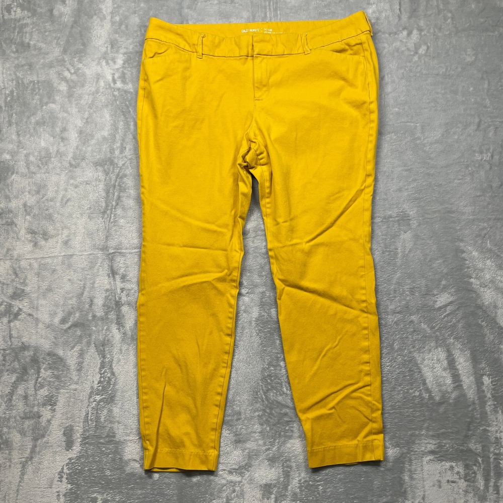 Old Navy Pixie Pants Womens 16 Petite Mustard Yellow Mid Rise Slim Ankle Chino